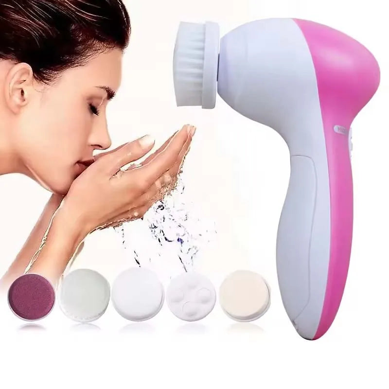 5 em 1 Escova e Massageador Facial Multifunção - Cuidado Suave para a Pele(Vendidos 1500 ⭐⭐⭐⭐⭐)