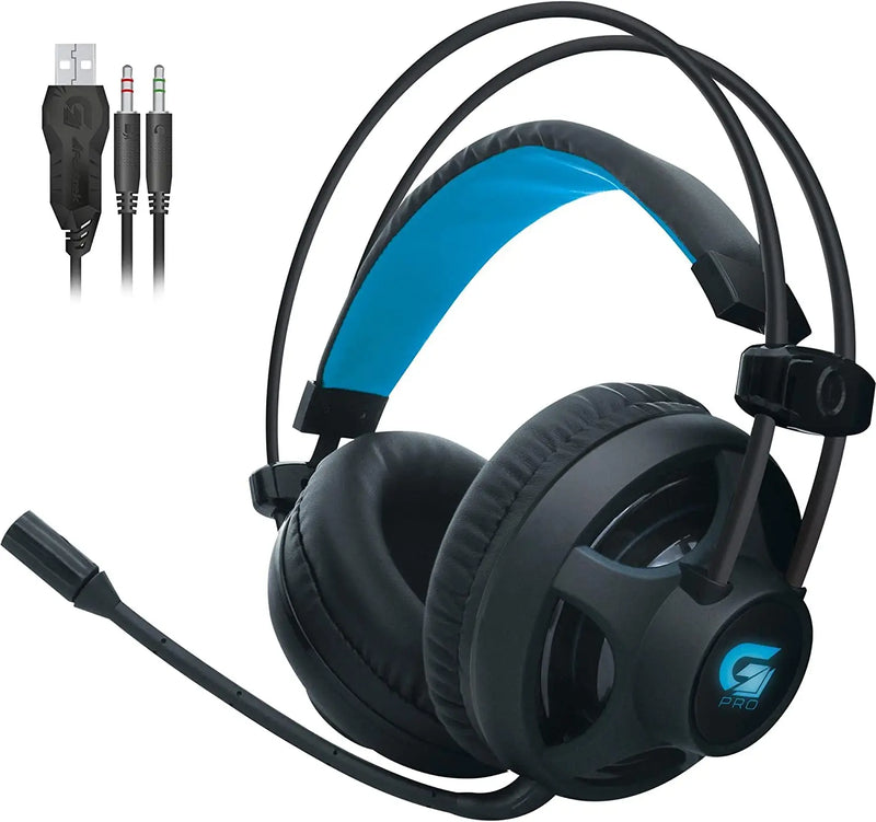 Headset Gamer Pro Microfones e Fones de Ouvido  Preto (Leds Azul)